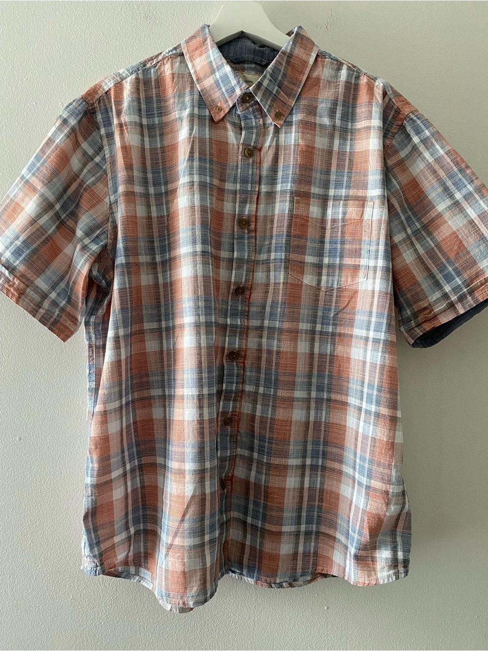 Weatherproof Men's Short-Sleeve Plaid Button-Down Shirt - Blue & Tan
